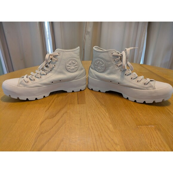 Converse LEATHER  Chuck Taylor All Star Women’s Size 9 Cream Hi Lugged Shoes - Picture 1 of 7